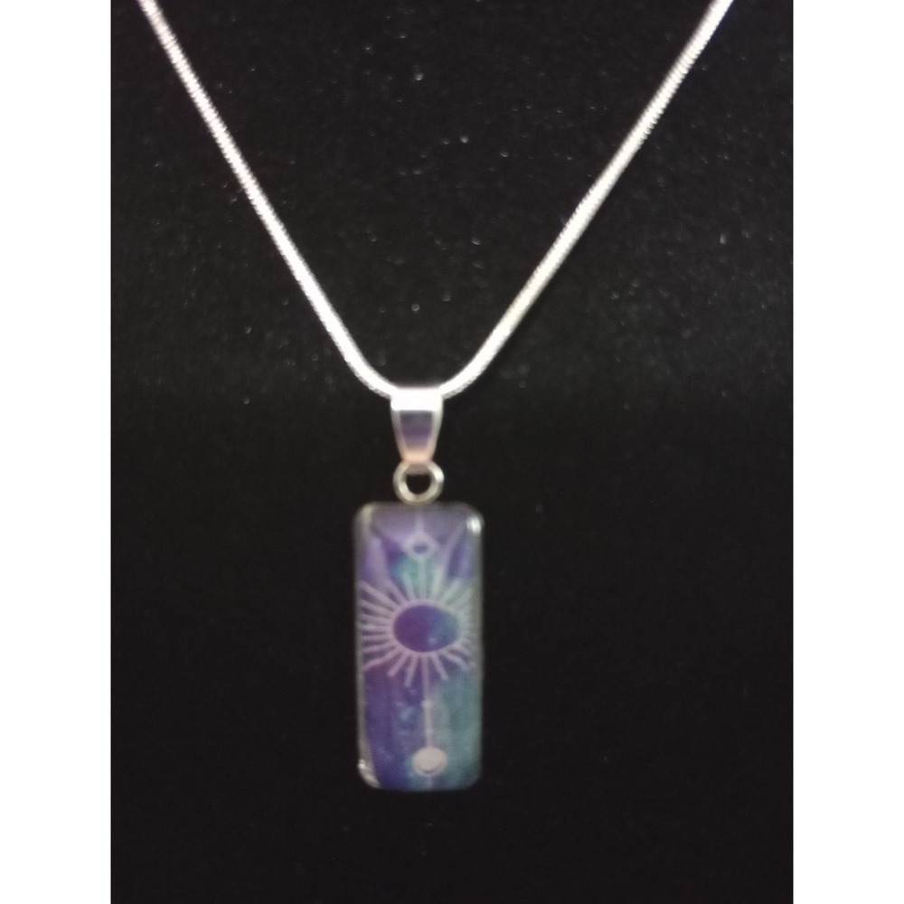 NEW Handmade Celestial Resin Necklace Earring Set Purple Galaxy Moon Star... - Picture 3 of 4